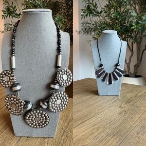 Black and Silver Statement Necklace Set
